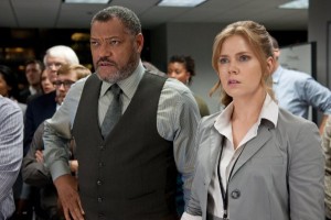 Laurence Fishburne and Amy Adams as Perry White and Lois Lane